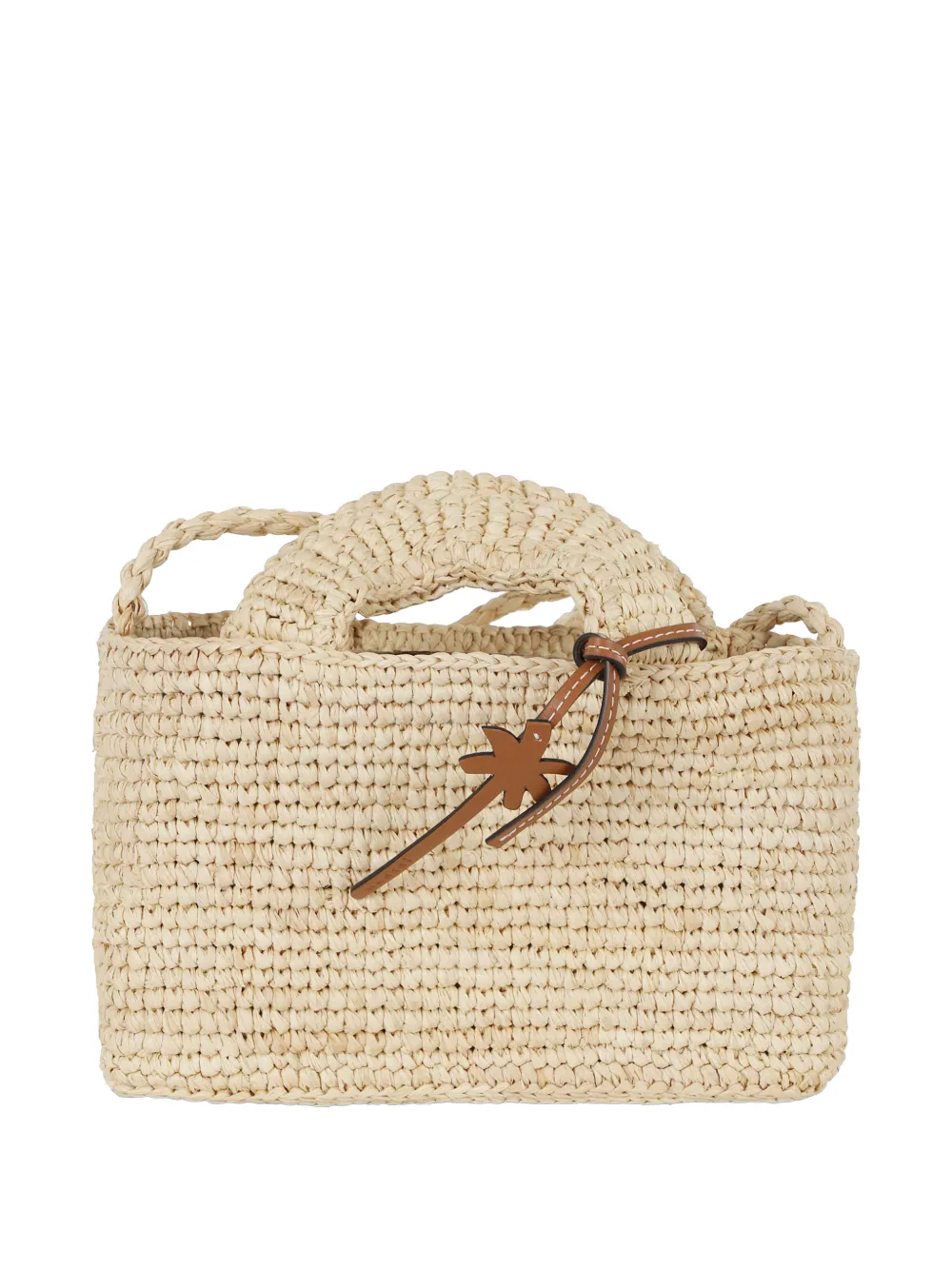 Manebi woven palm-charm clutch bag - Toni neutri