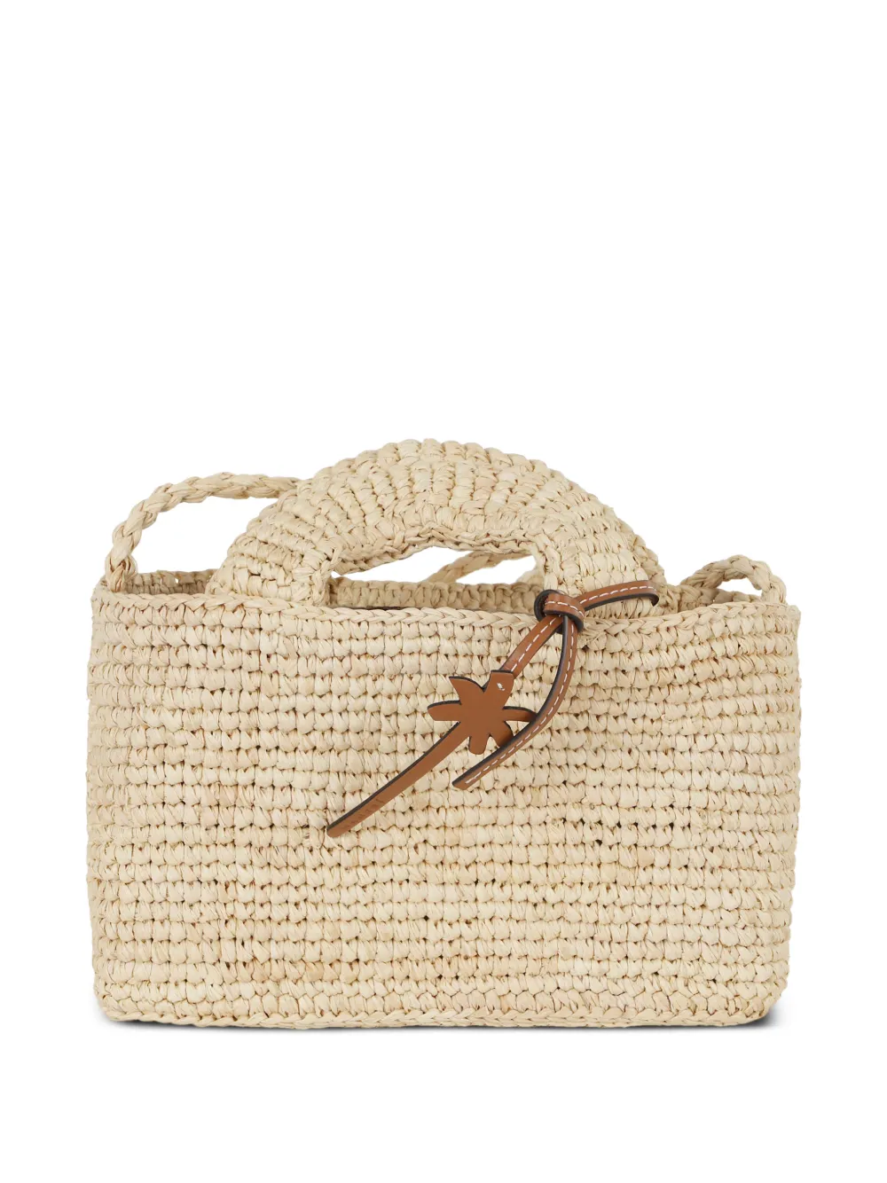 Manebi woven palm-charm clutch bag - Toni neutri