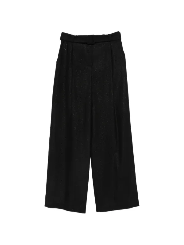 Eleventy Belted Pleated Trousers in Black