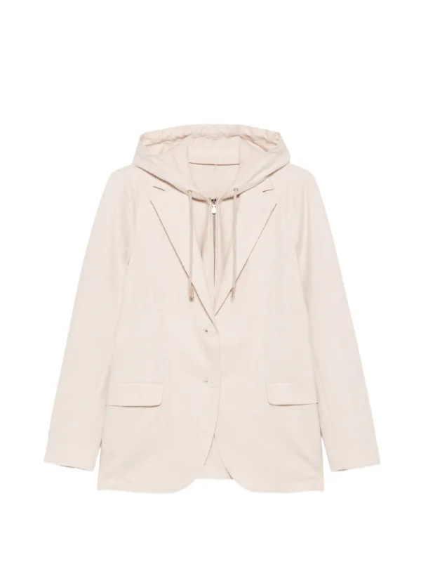 Eleventy Hooded Button-fastening Blazer in Neutrals