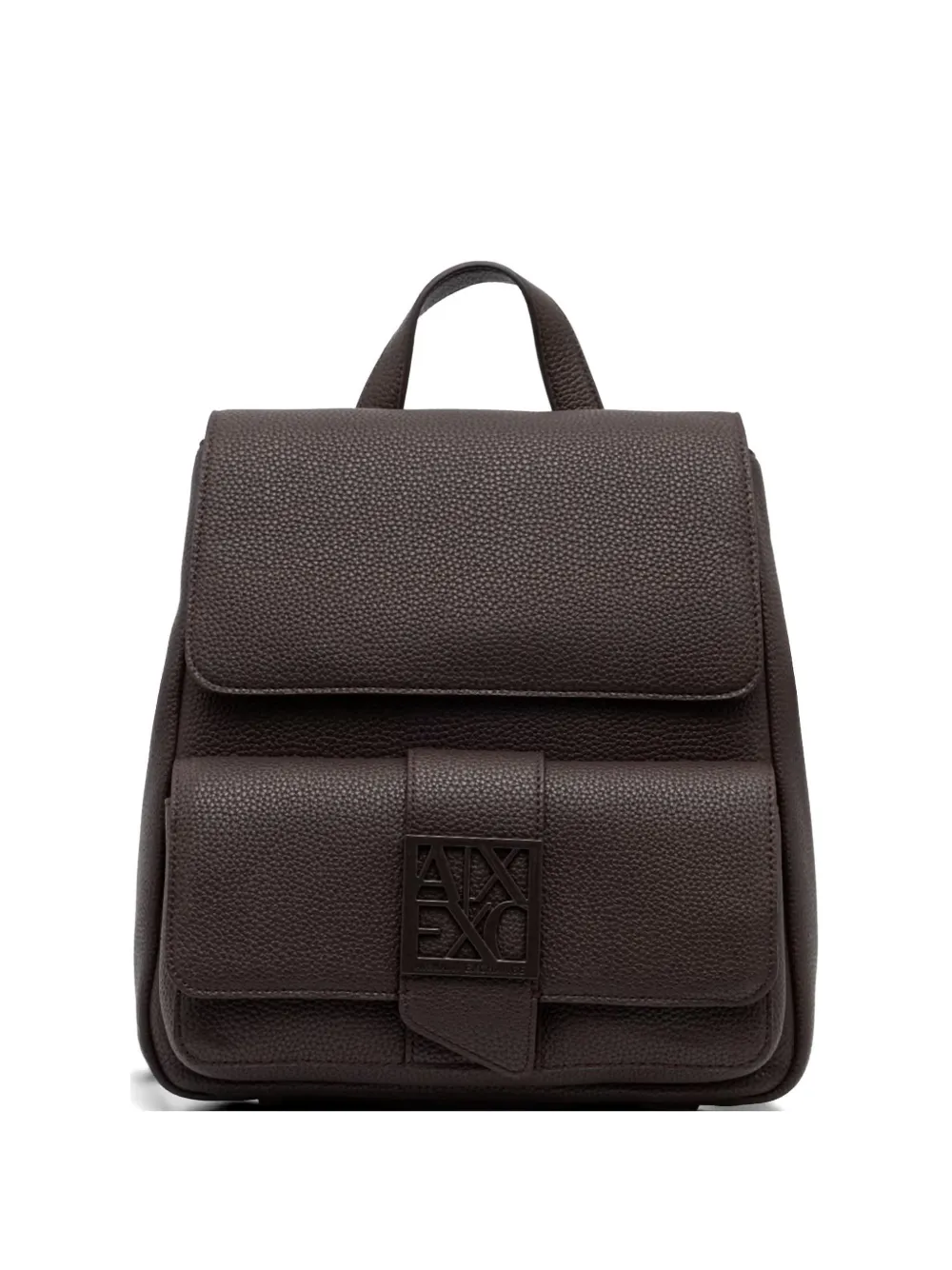 Armani Exchange logo-plaque pebbled-effect backpack - Marrone