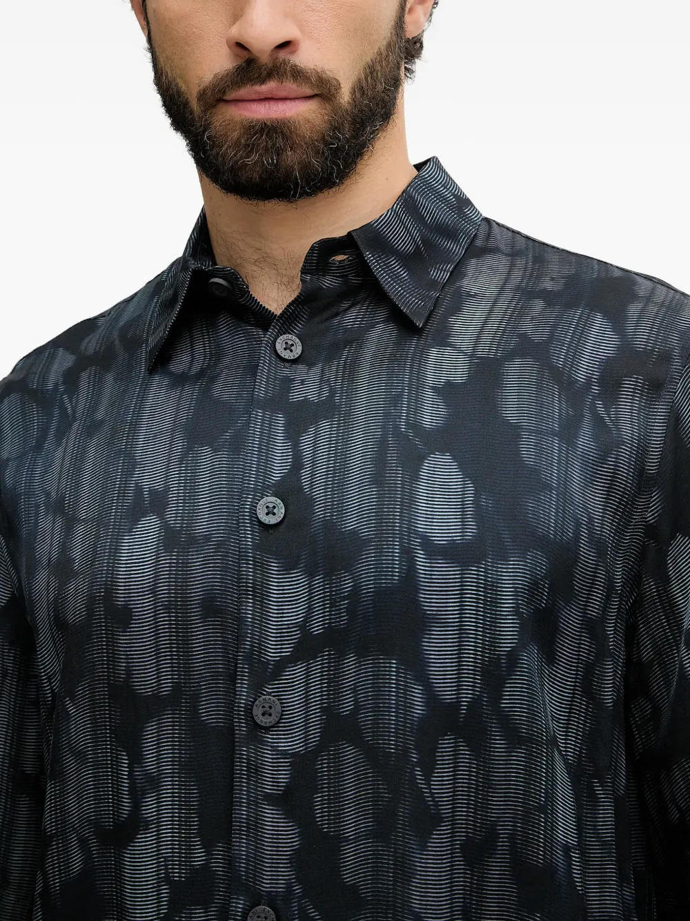 Armani Exchange Overhemd met abstracte print Blauw