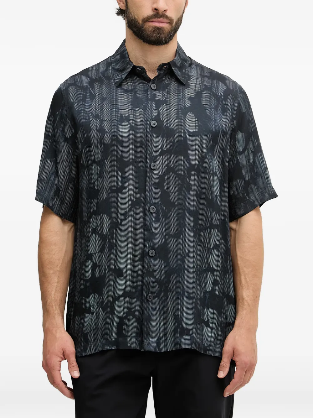 Armani Exchange Camicia a maniche corte con stampa astratta - Blu