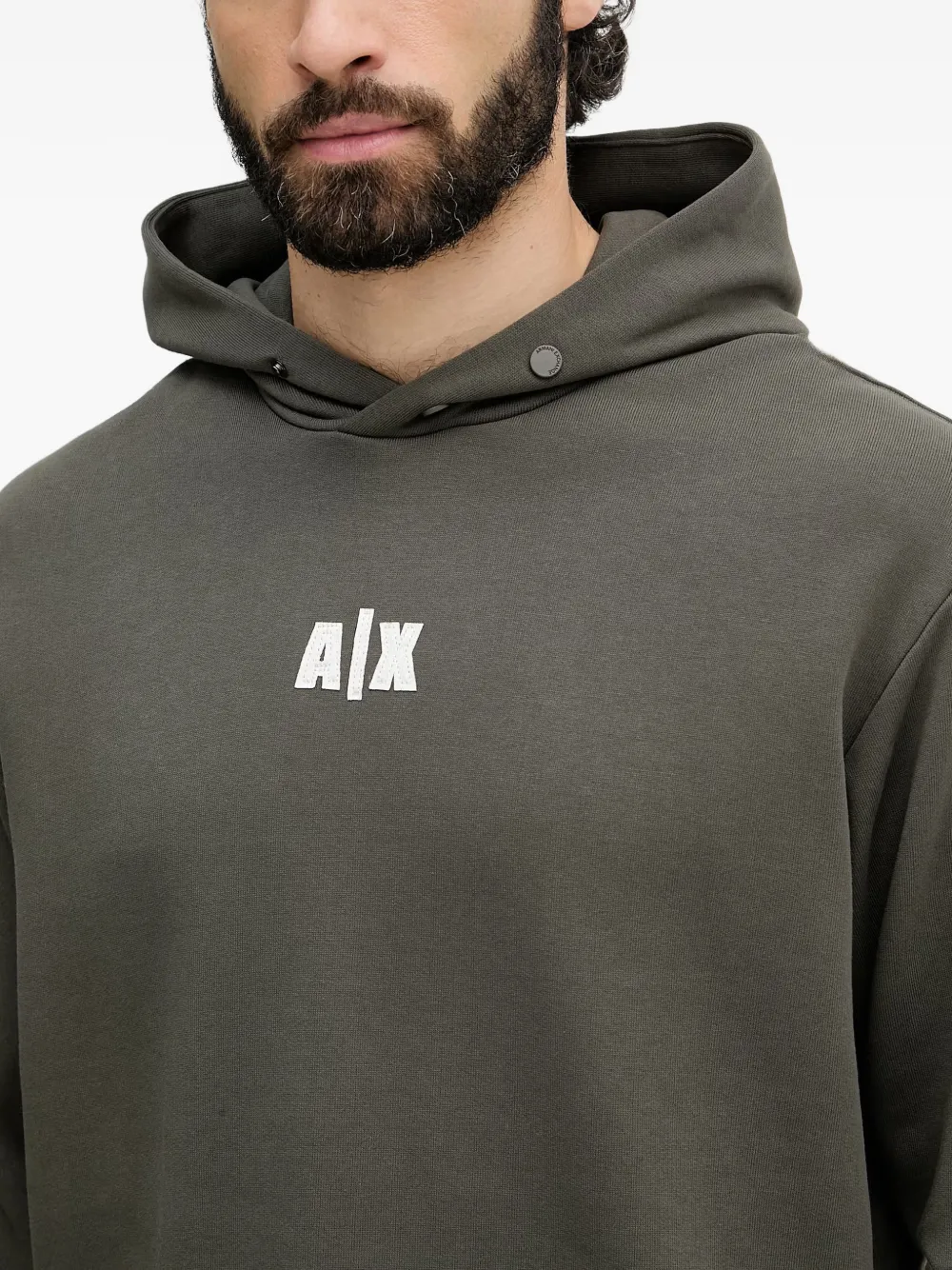 Armani Exchange Hoodie met logopatch en drukknoop Groen