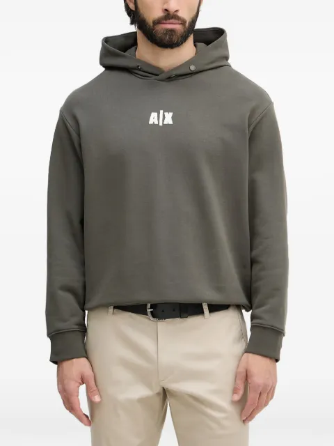 Armani Exchange logo-patch snap-button hoodie