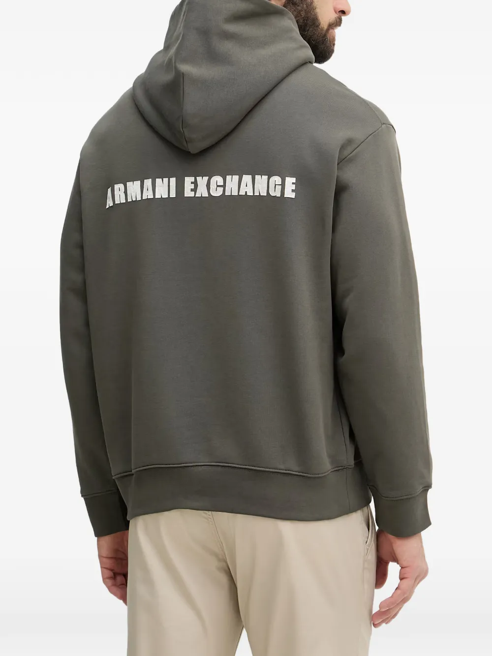 Armani Exchange Hoodie met logopatch en drukknoop Groen