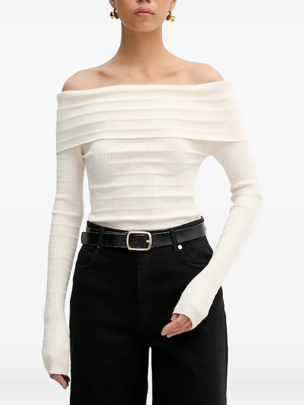 Marella off-the-shoulder ribbed sweater - Toni neutri