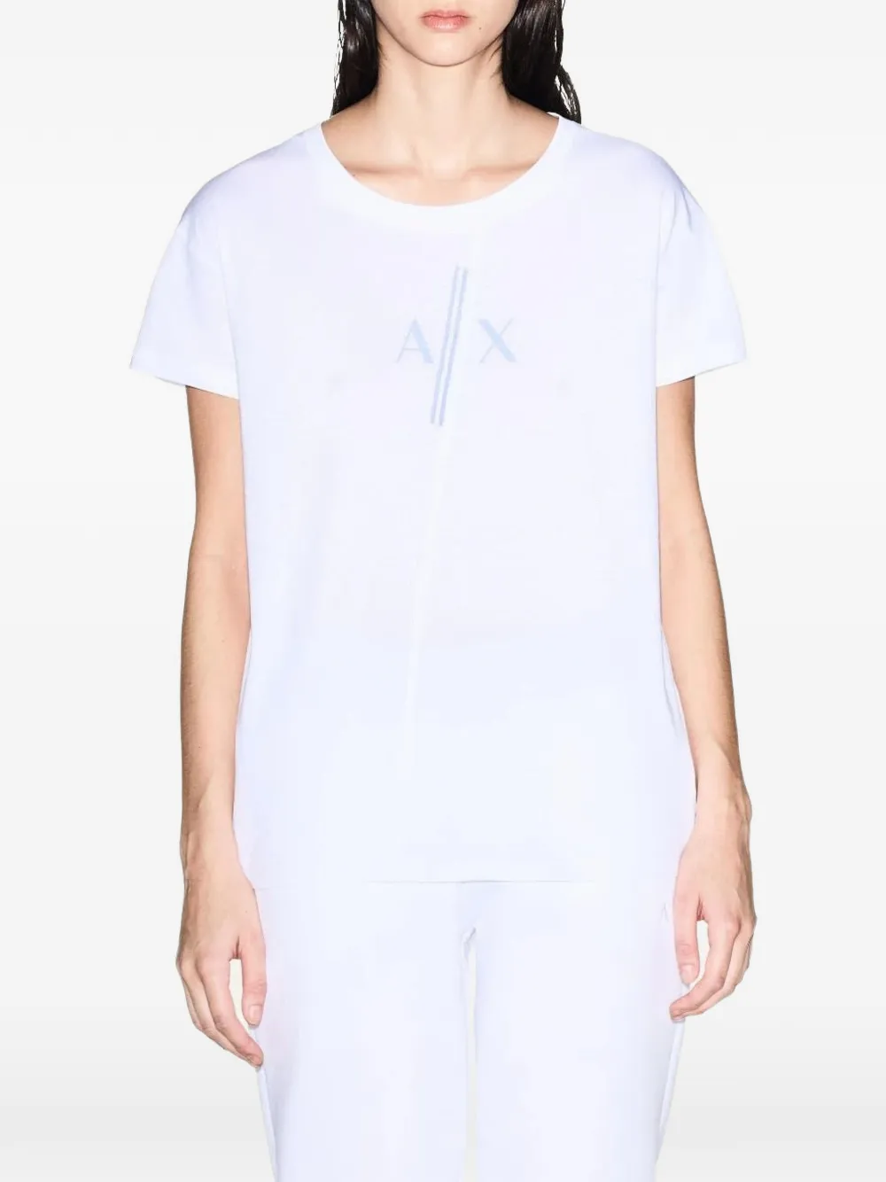 Armani Exchange Katoenen T-shirt met logoprint Wit