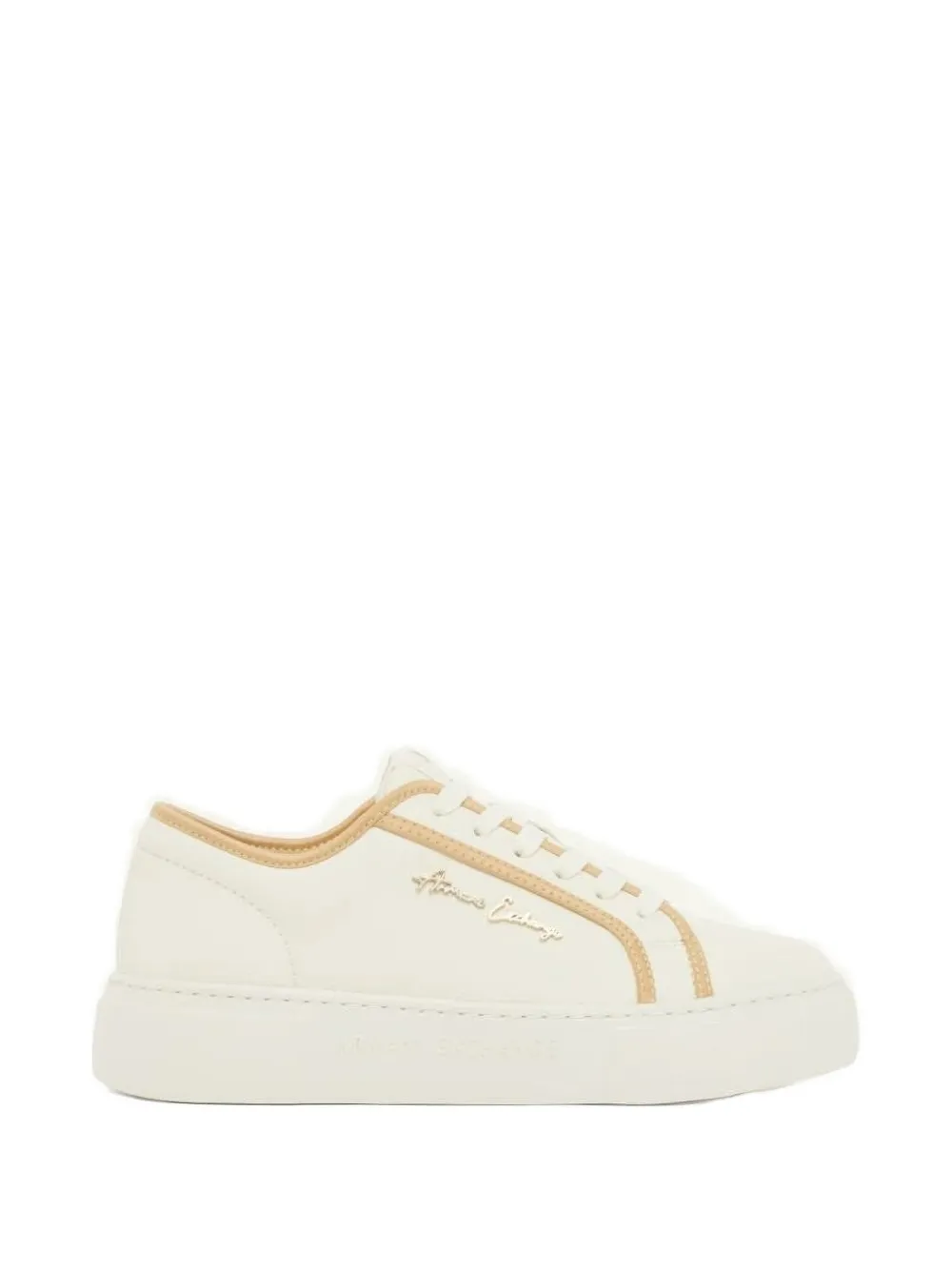 Armani Exchange logo-plaque lace-up sneakers - Bianco