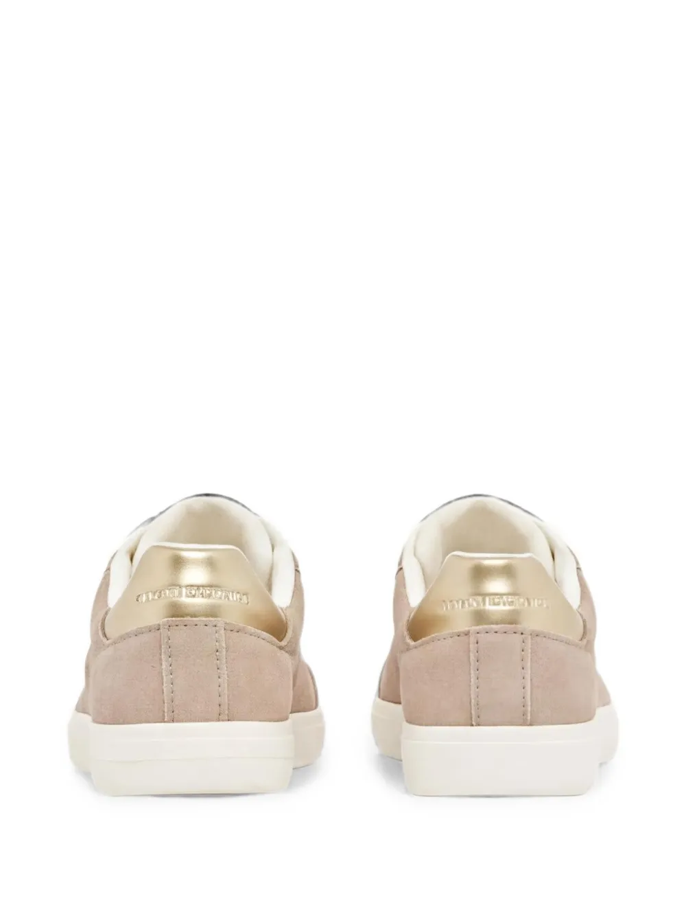 Armani Exchange perforated-logo leather sneakers Beige
