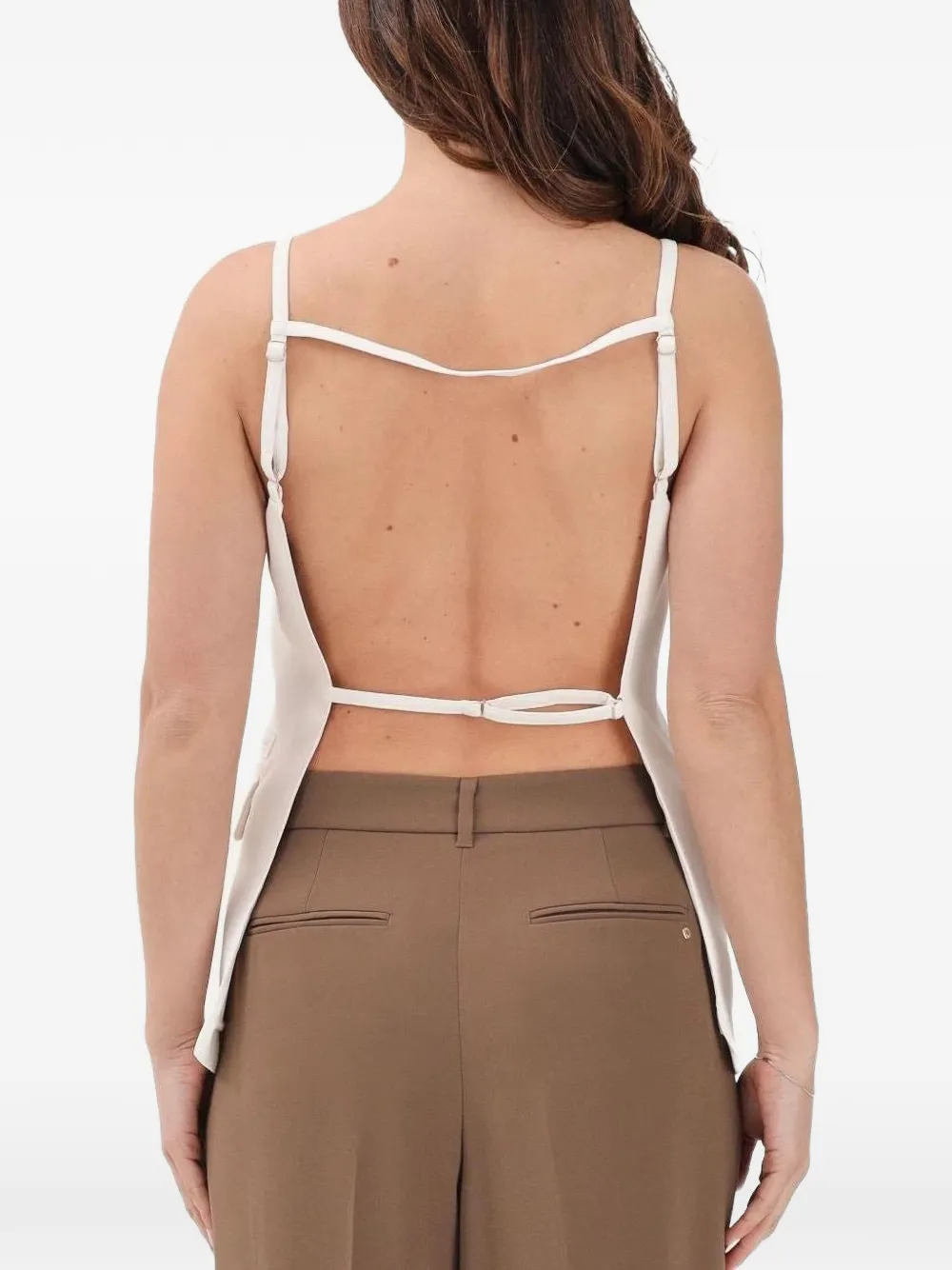 Armani Exchange Backless Flap-pocket Top In White