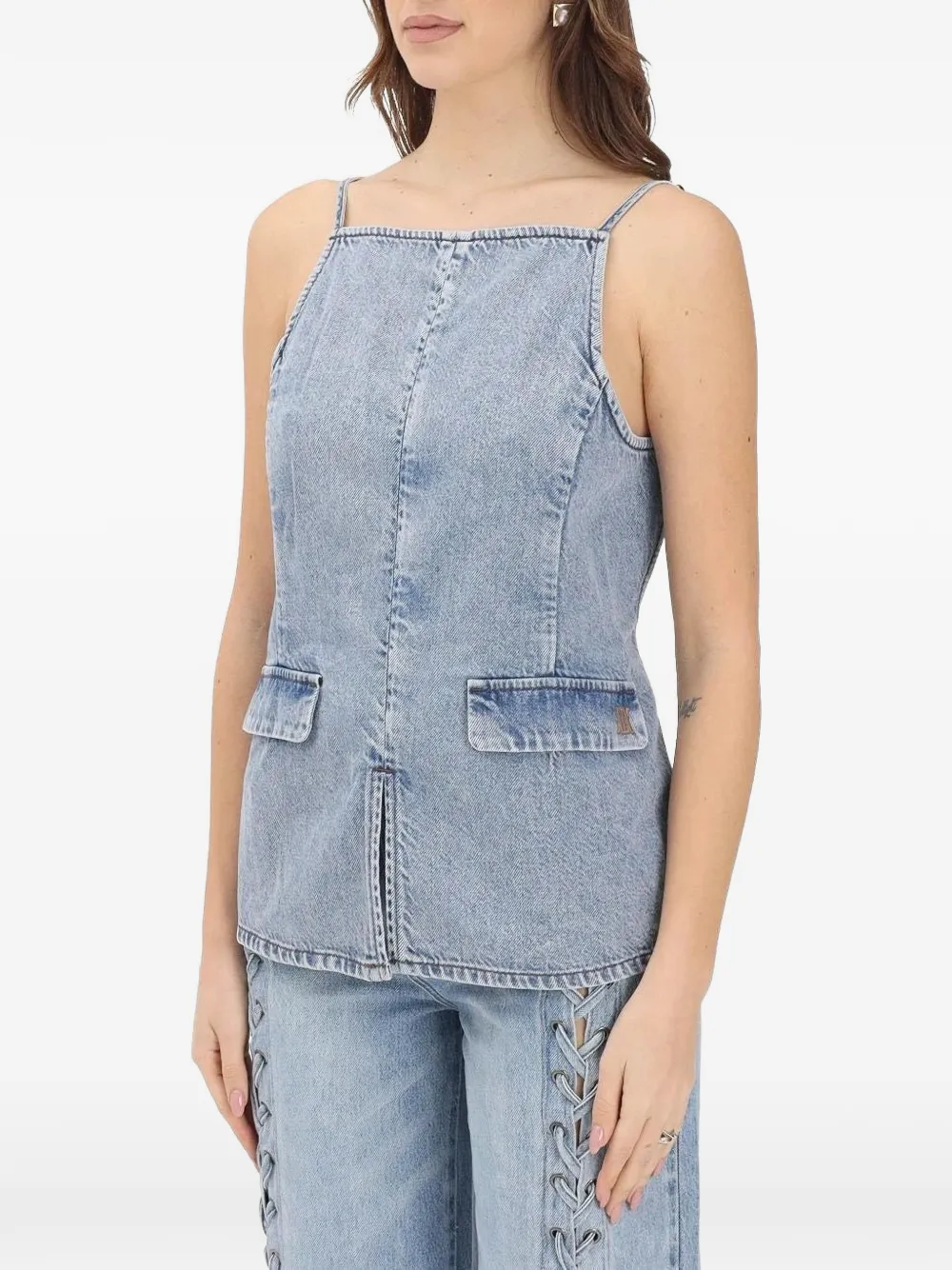 Armani Exchange backless flap-pocket top - Blu