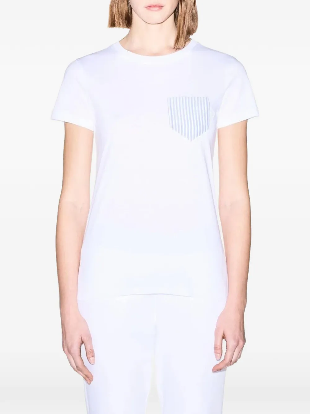 Armani Exchange T-shirt met gestreepte zak Wit