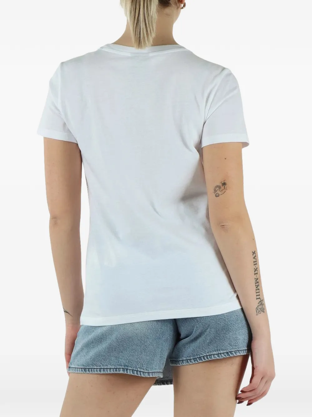 Armani Exchange T-shirt met logo van stras Wit