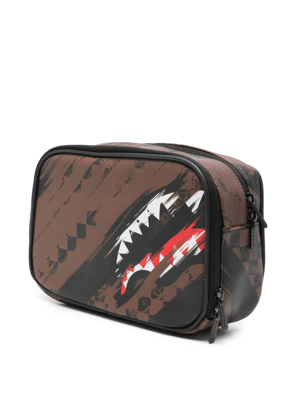 Sprayground Shark Mouth geruite clutch Bruin