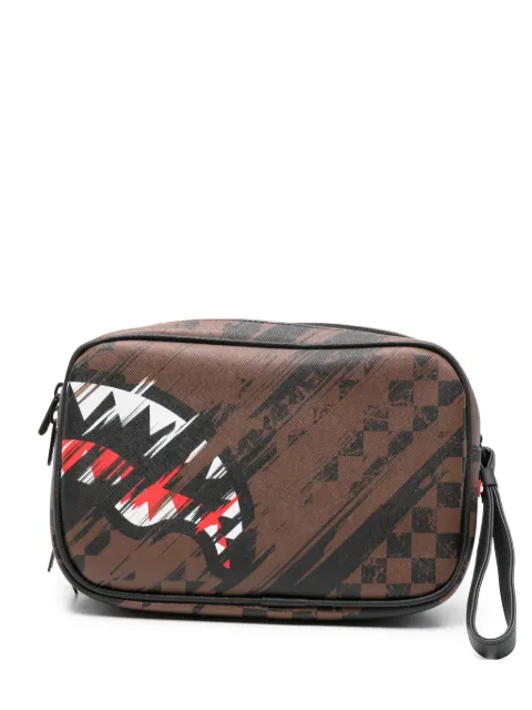 Sprayground Shark Mouth checkered clutch bag