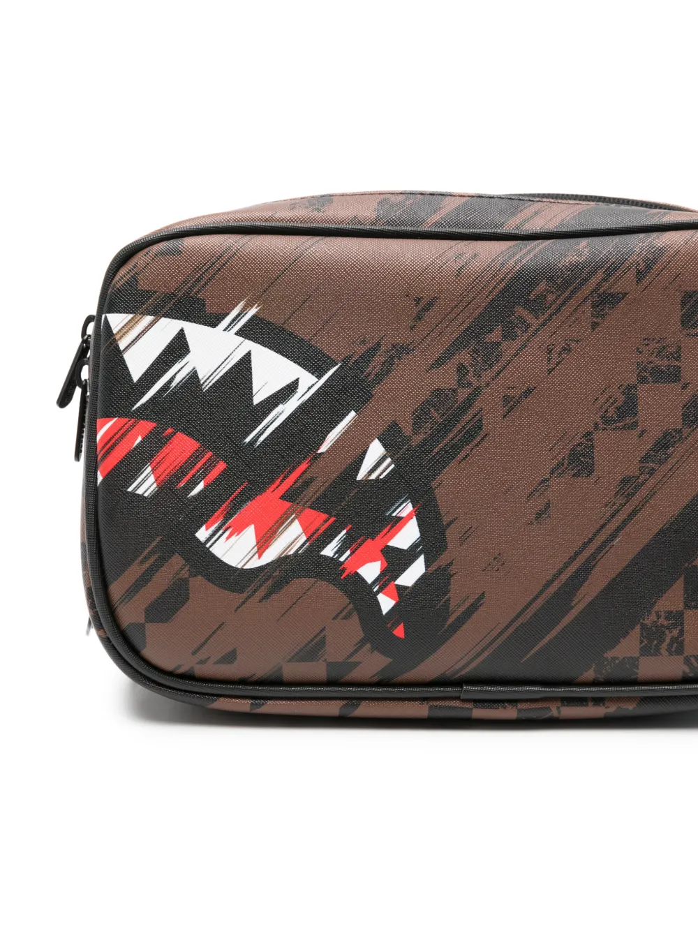Sprayground Shark Mouth geruite clutch Bruin