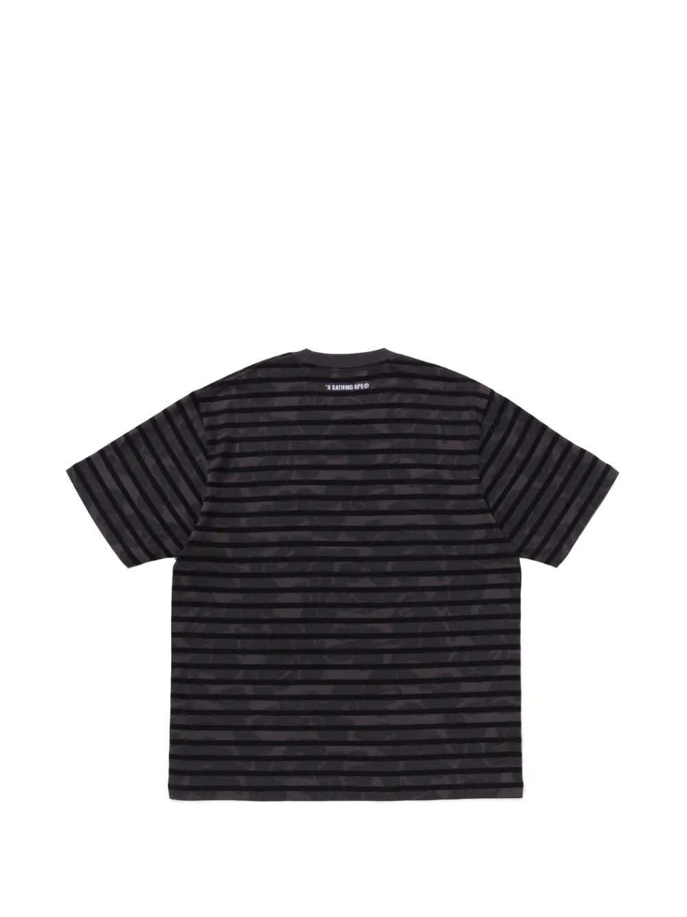 A BATHING APE Gestreept T-shirt met camouflageprint Zwart