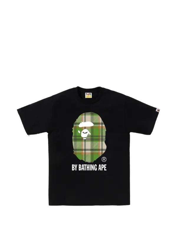 A BATHING APE® Ape Head チェック Tシャツ | ブラック | FARFETCH JP