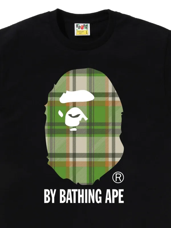 A BATHING APE® Ape Head チェック Tシャツ | ブラック | FARFETCH JP