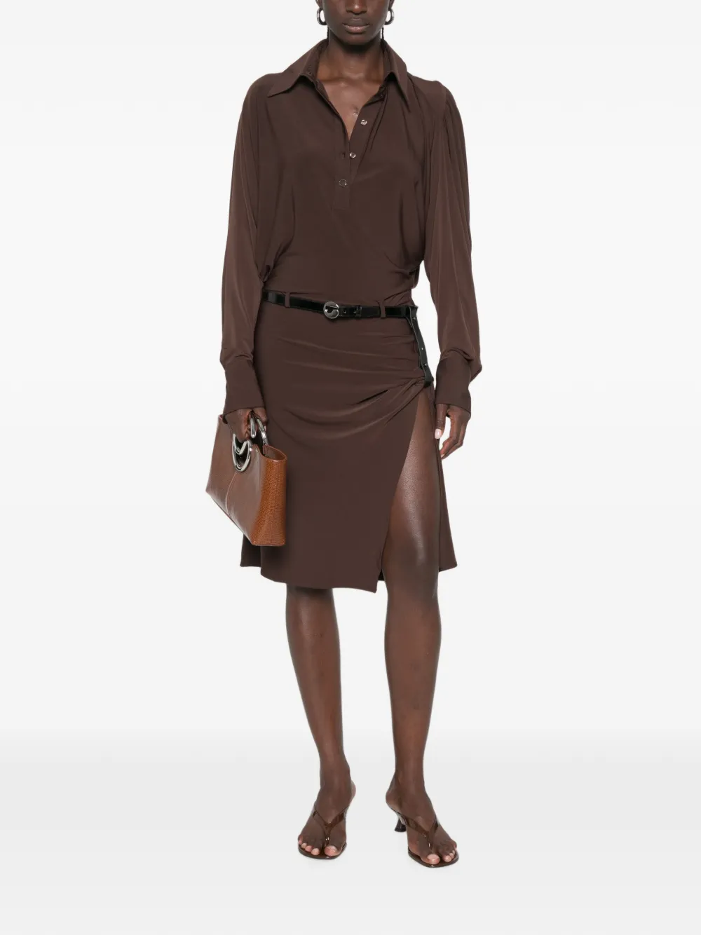 Coperni Midi-blousejurk Bruin
