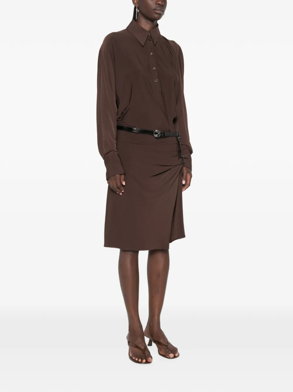 Coperni Midi-blousejurk Bruin