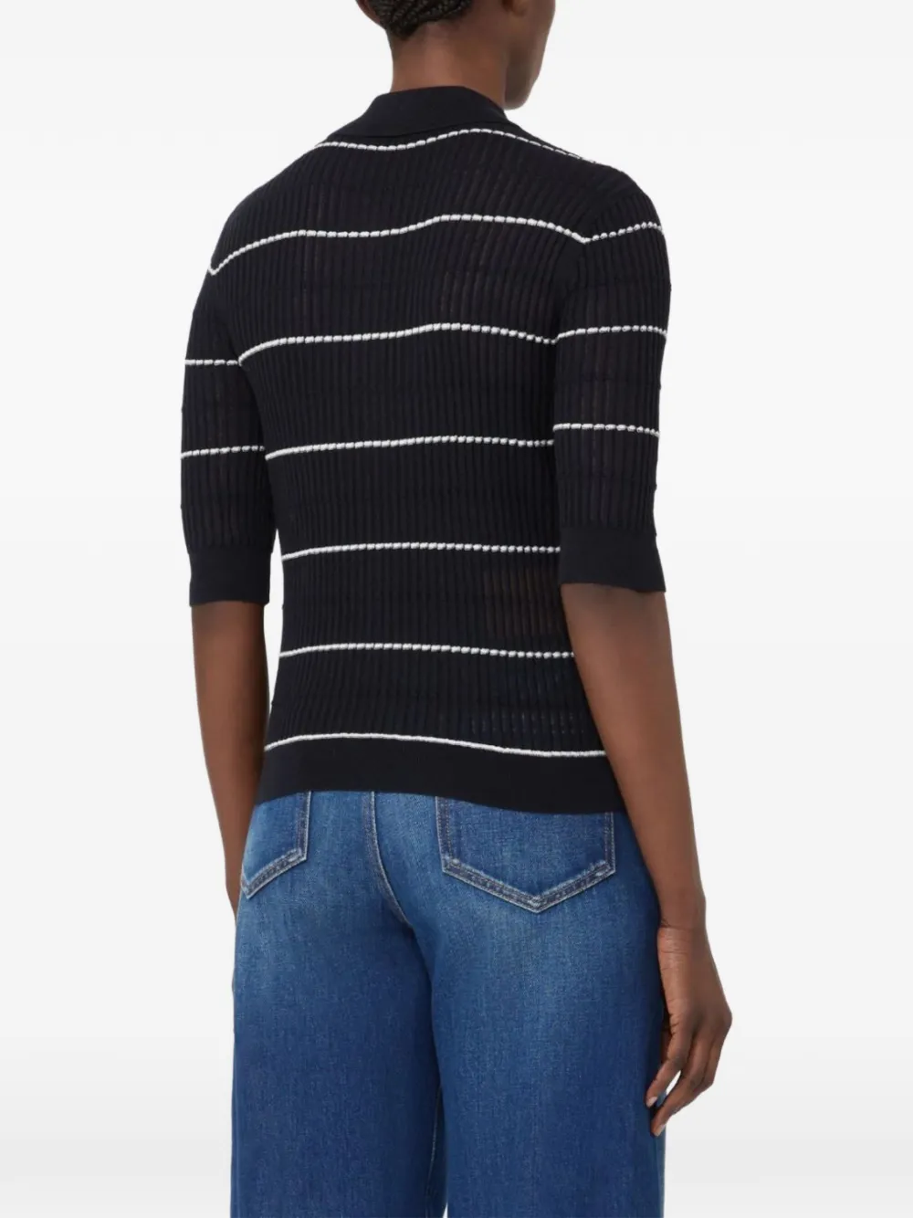 Max Mara Gestreept geribbeld poloshirt Zwart
