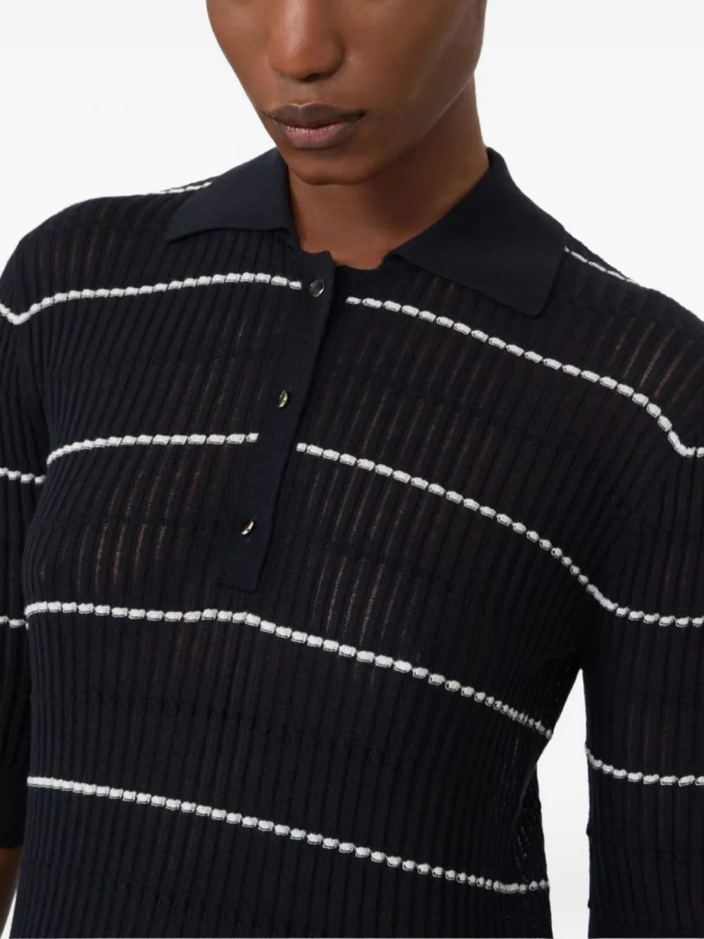 Max Mara Gestreept geribbeld poloshirt Zwart