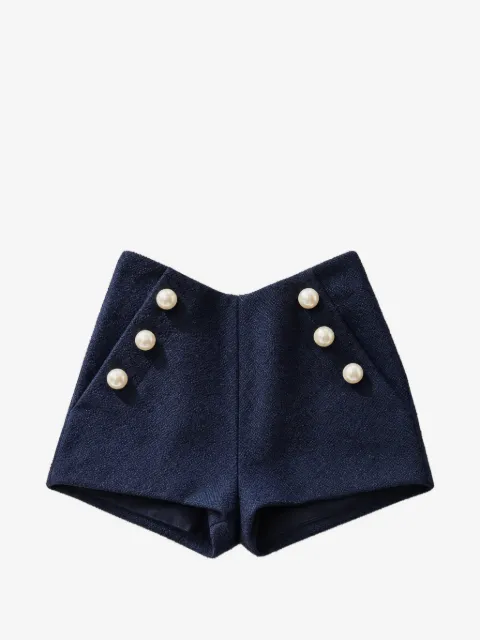 Edward Achour Paris faux-pearl embellished tweed shorts