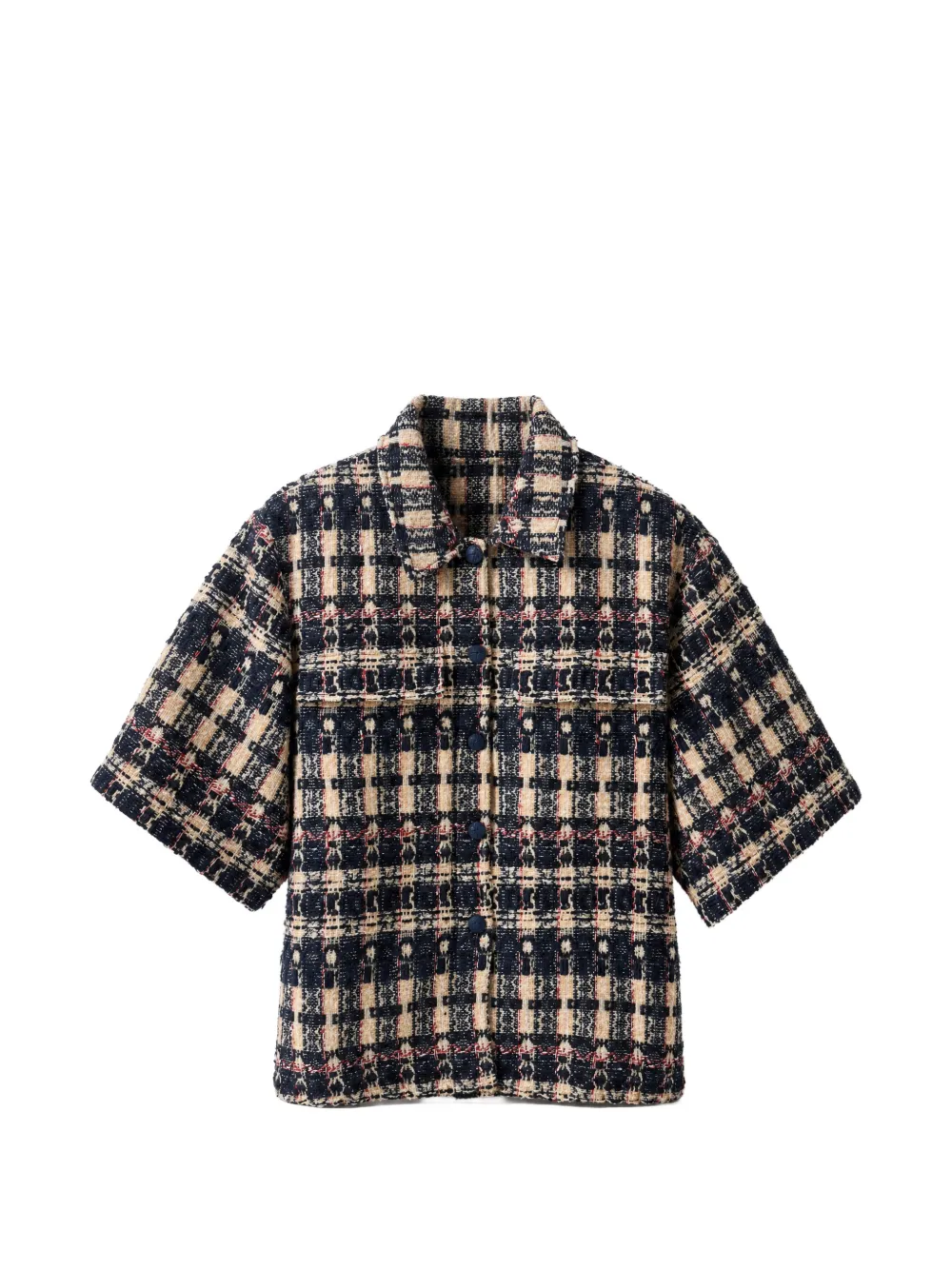 Edward Achour Paris checked tweed shirt jacket