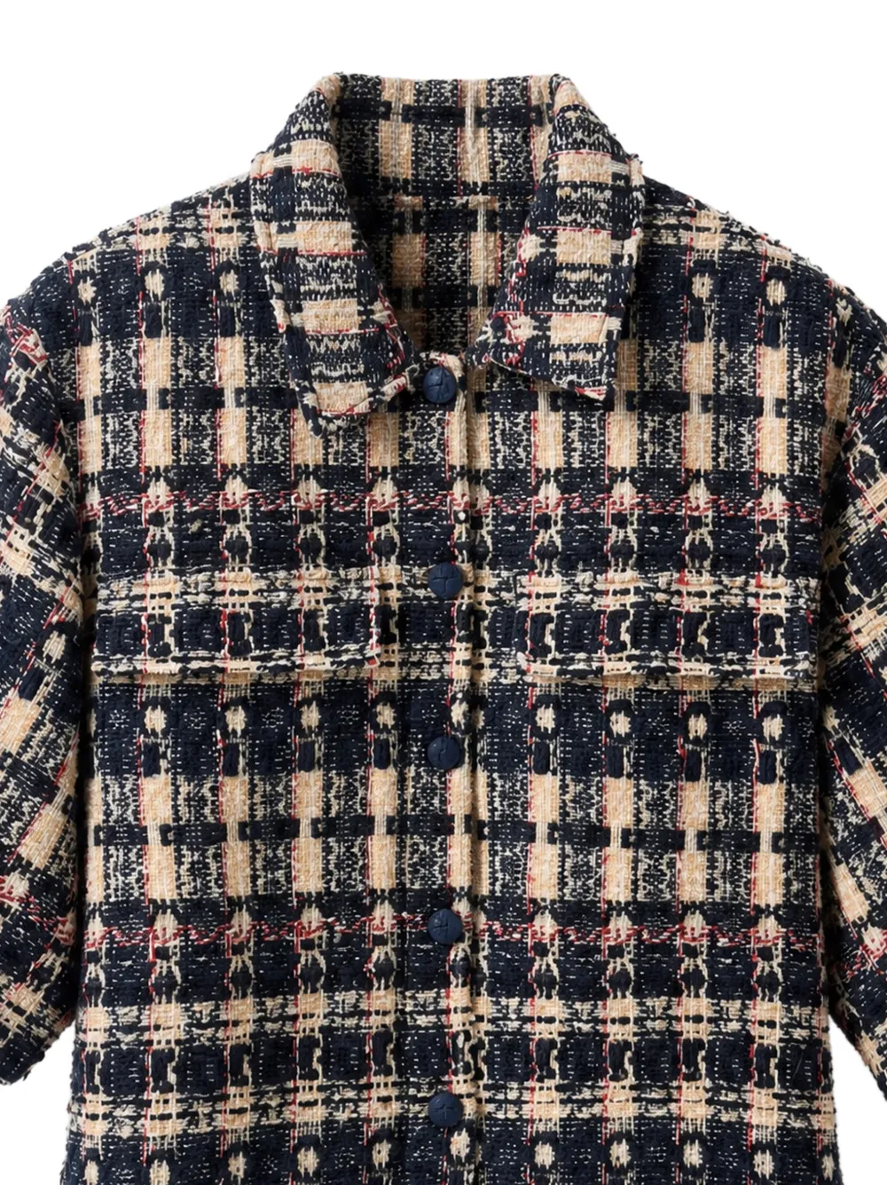 Edward Achour Paris Geruit shirtjack Blauw
