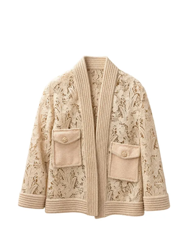 EDWARD ACHOUR PARIS レースジャケット ベージュ Edward Achour Paris フローラルレース ジャケット | ニュートラル