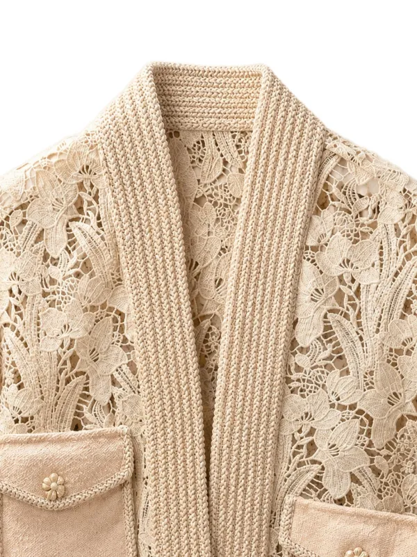 EDWARD ACHOUR PARIS レースジャケット ベージュ Edward Achour Paris フローラルレース ジャケット | ニュートラル