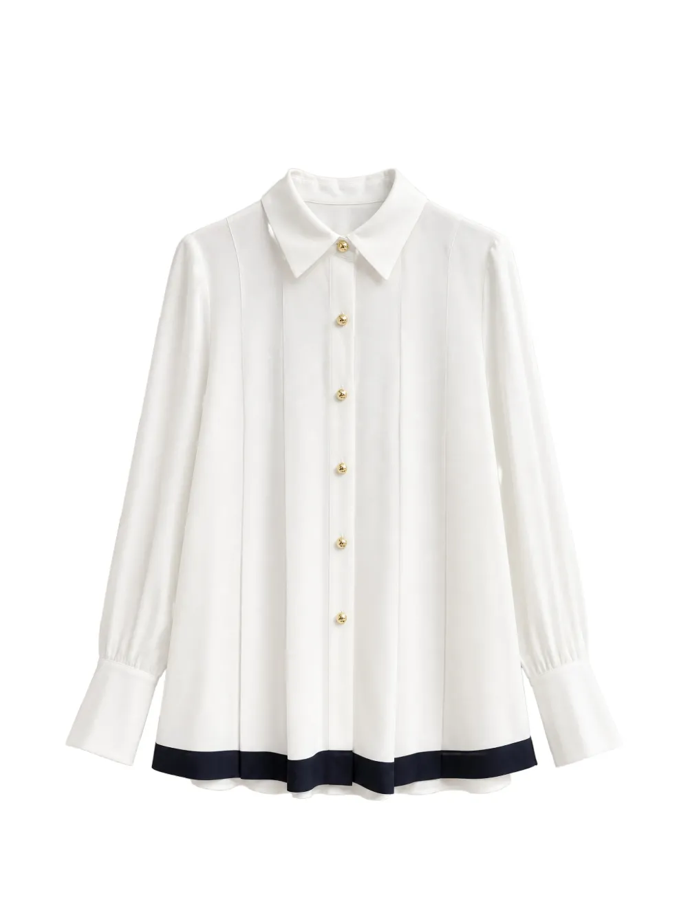 Edward Achour Paris contrast-trim pleated shirt - White