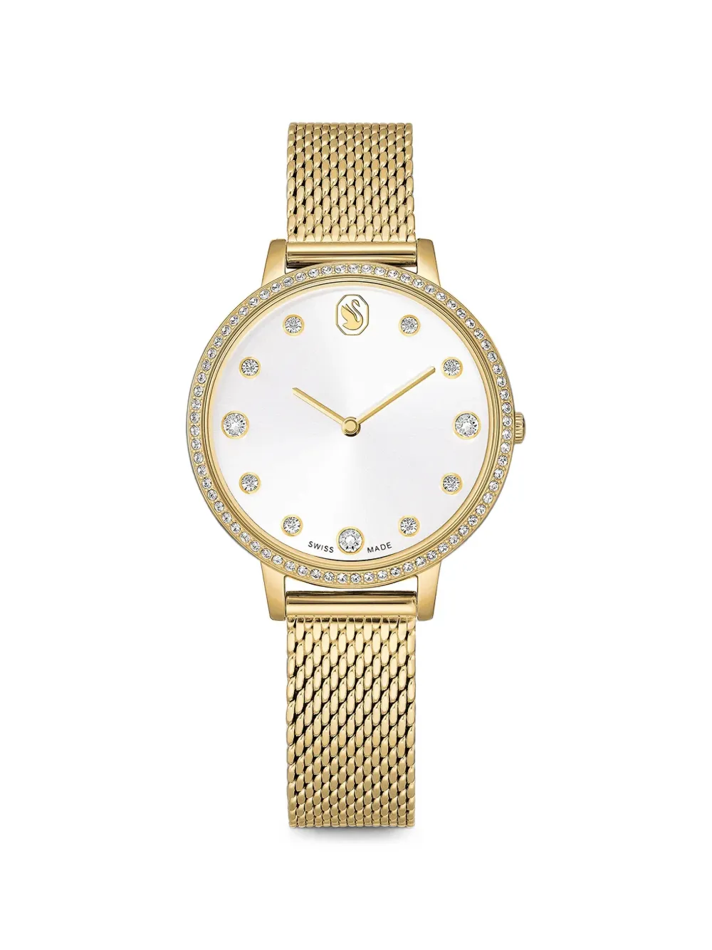 Swarovski Clarica 35mm crystal bezel mesh strap watch · One Size
