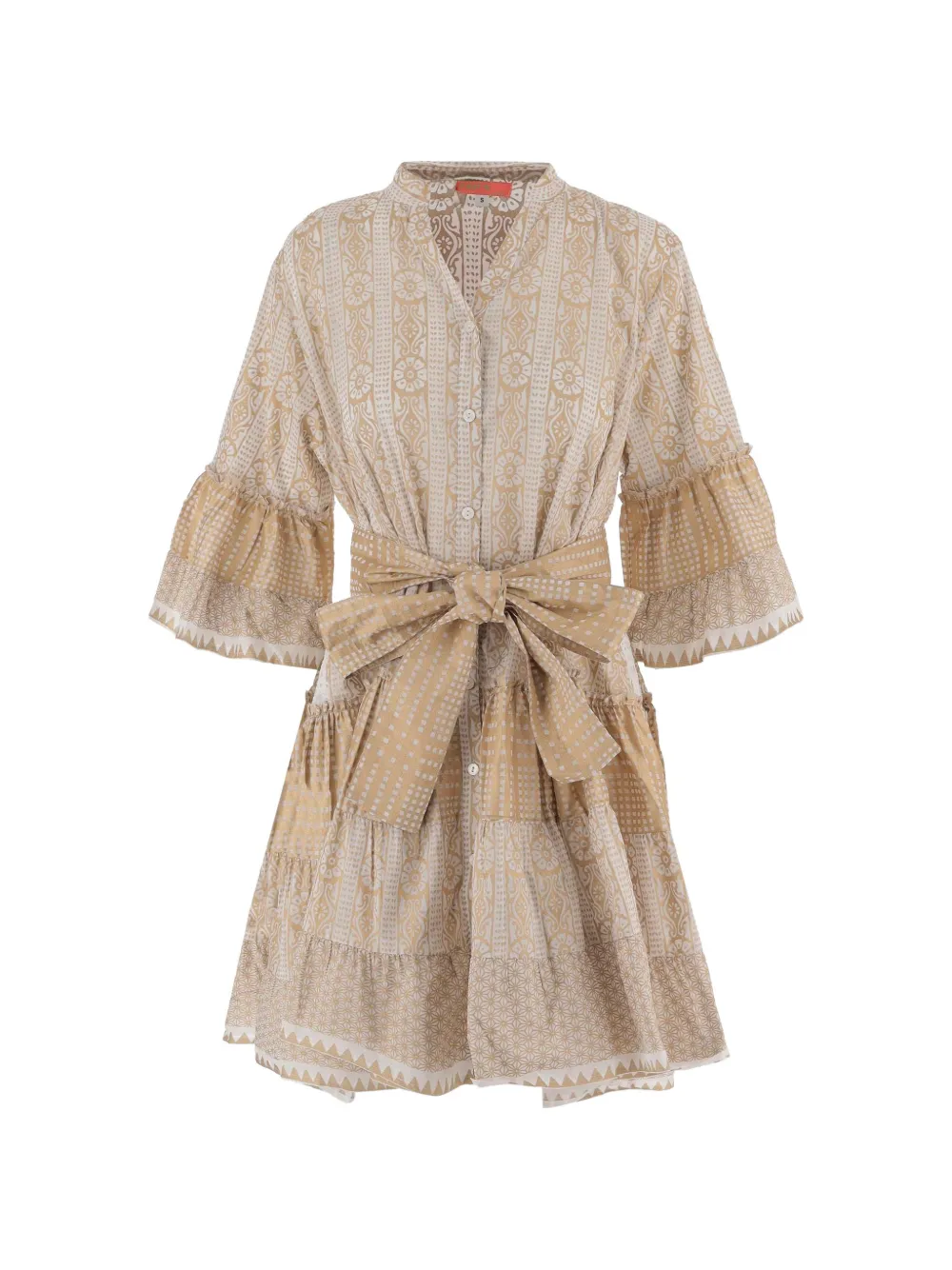 Pep's Geometric-pattern Ruffled Dress In Neutral