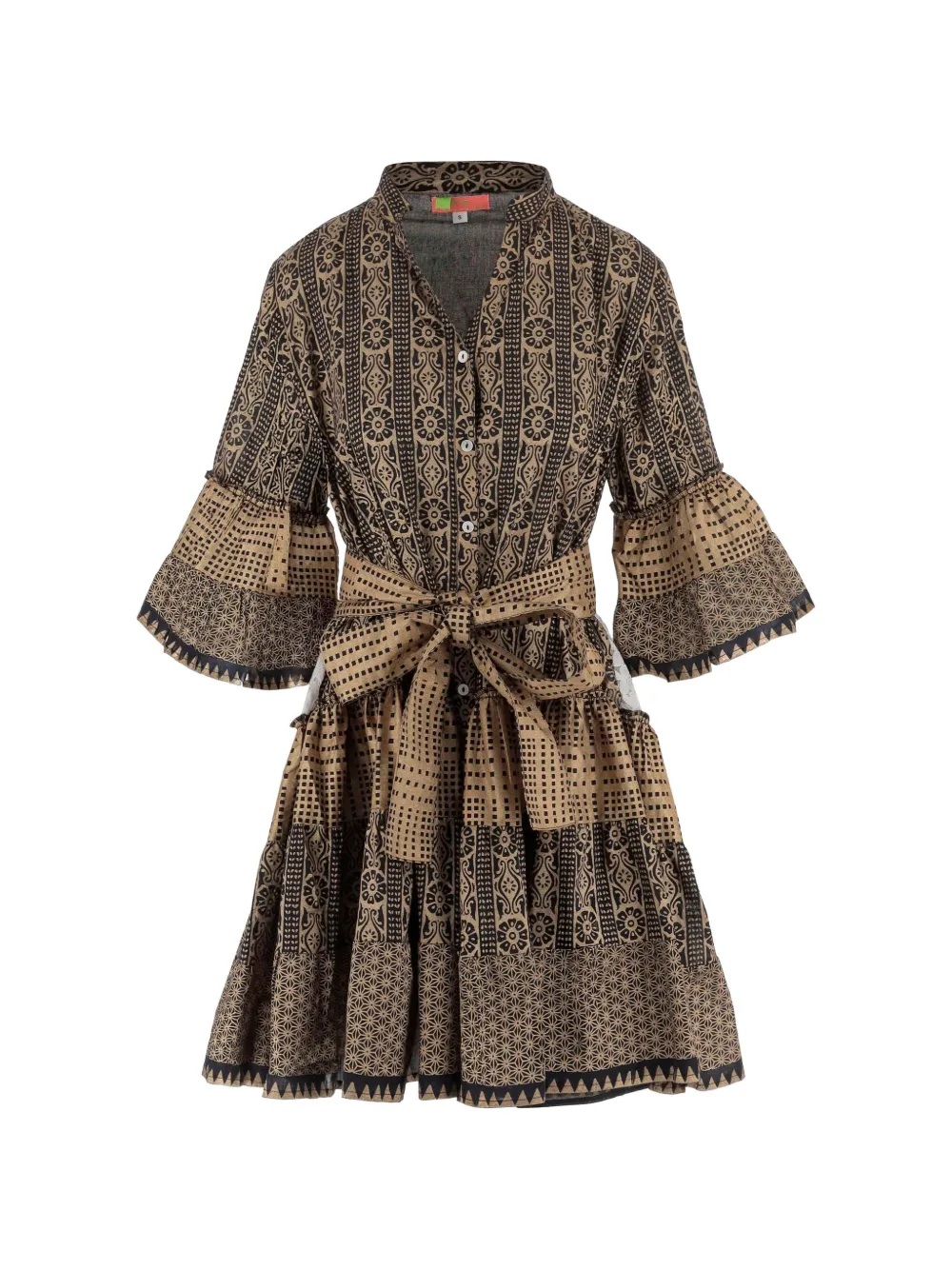 PEP'S geometric-pattern ruffled dress - Toni neutri