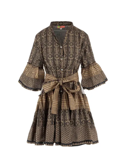 PEP'S geometric-pattern ruffled dress