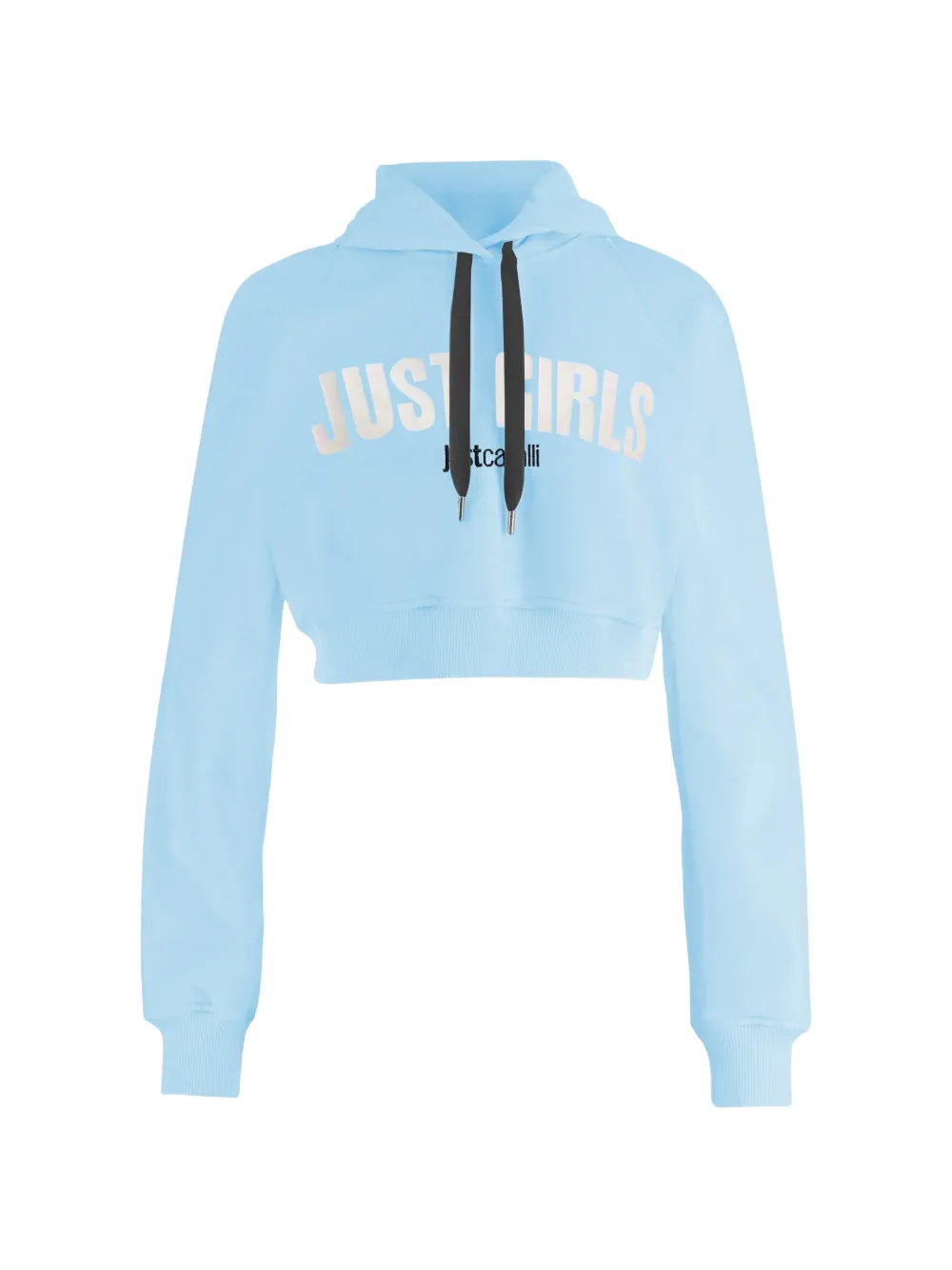 Just Cavalli logo-print cropped hoodie - Blau