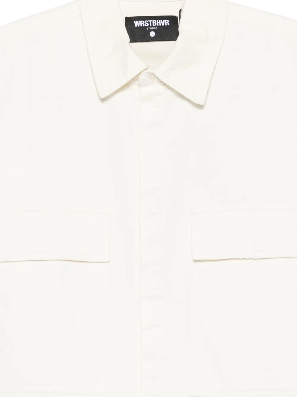 WRSTBHVR Best denim shirt met klepzak Beige