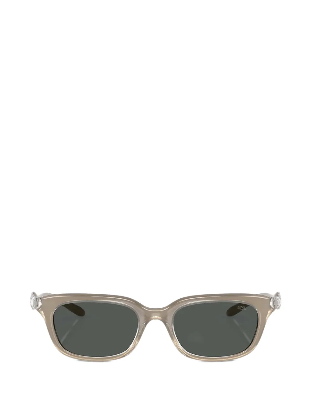 Diesel logo-plaque rectangle-frame sunglasses - Nude
