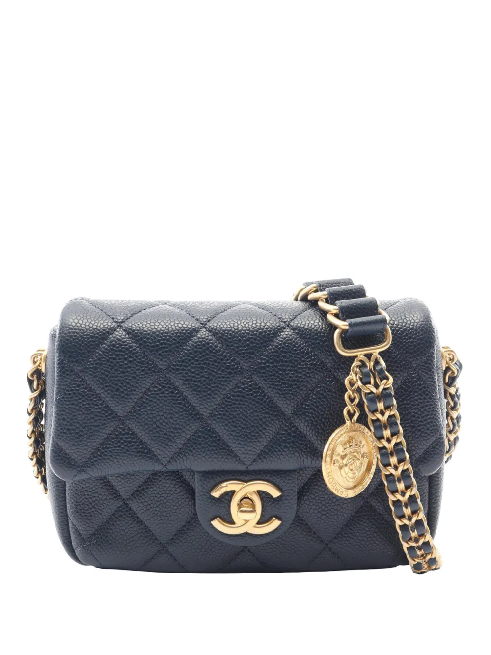 CHANEL Pre-Owned 2021-2026 Mini Quilted Caviar Twist Your Buttons Flap Bag crossbody bag - Blau