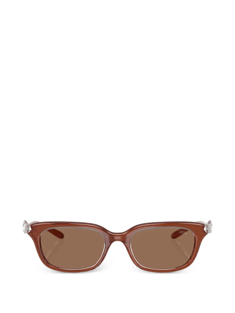 Diesel D-logo rectangle-frame sunglasses - Marrone