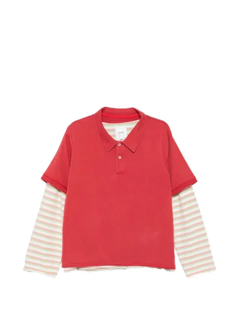 FOUND layered-design striped-sleeve polo shirt