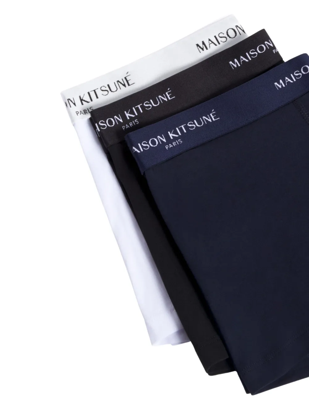 Maison Kitsuné Drie boxershorts met logoband Blauw