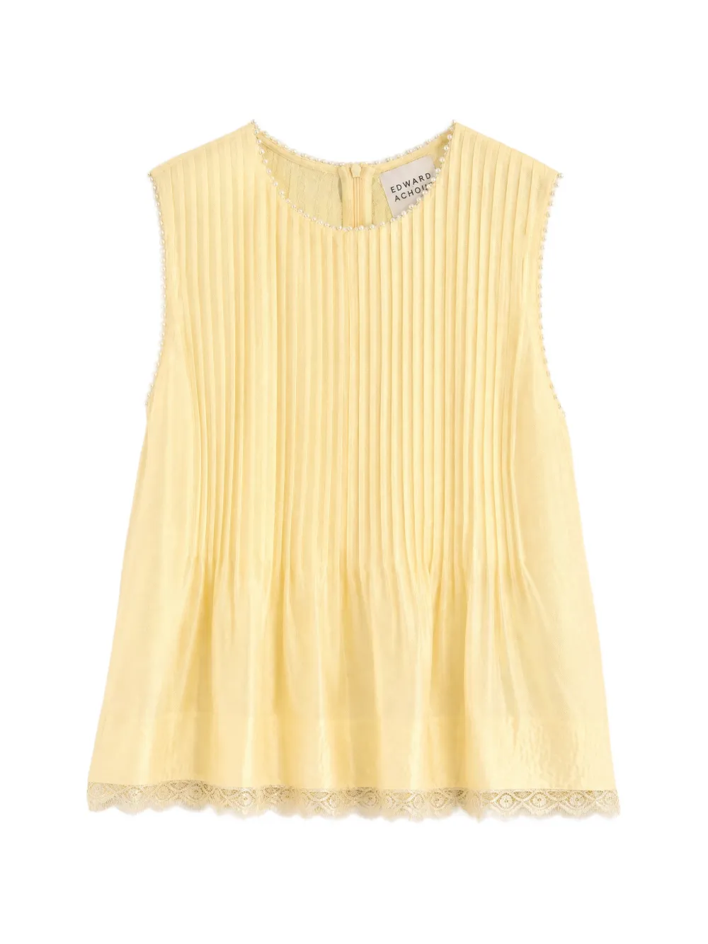 Edward Achour Paris Blusa smanicata plissettata - Giallo