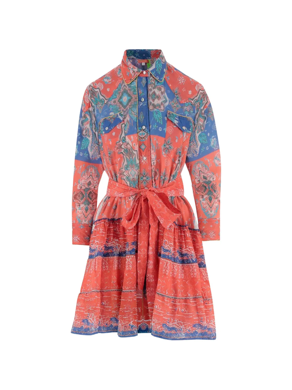 PEP'S geometric-print ruffled dress - Orange