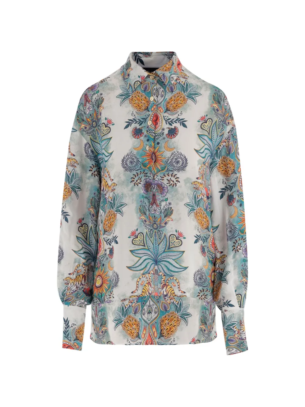 Just Cavalli botanical-print long-sleeve shirt - Bianco