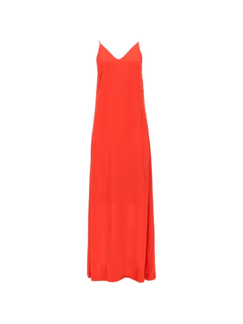 Nude V-neck spaghetti-strap maxi dress