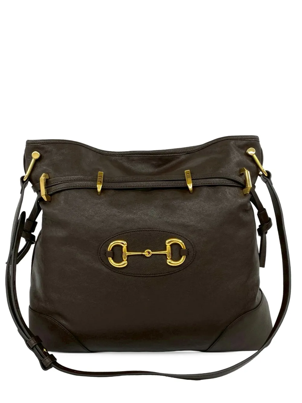 Gucci Pre-Owned 2016-2026 Leather Horsebit 1955 Drawstring crossbody bag - Braun